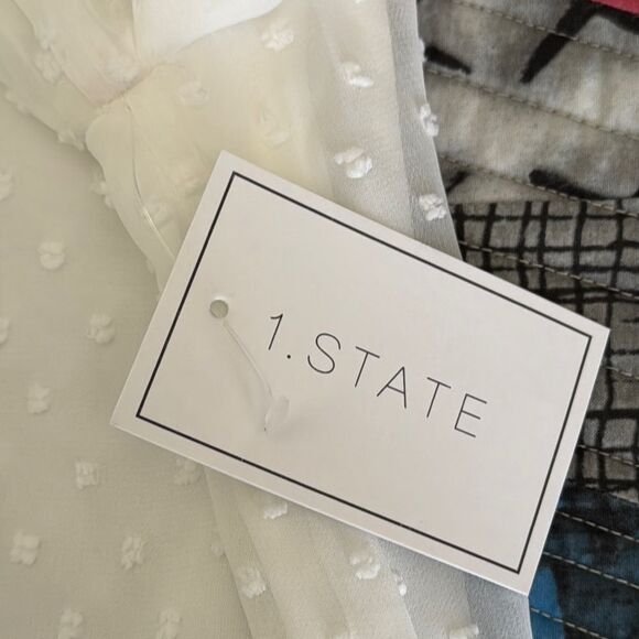 1. State Off White Smocked Blouse sz Medium - Picture 5 of 8